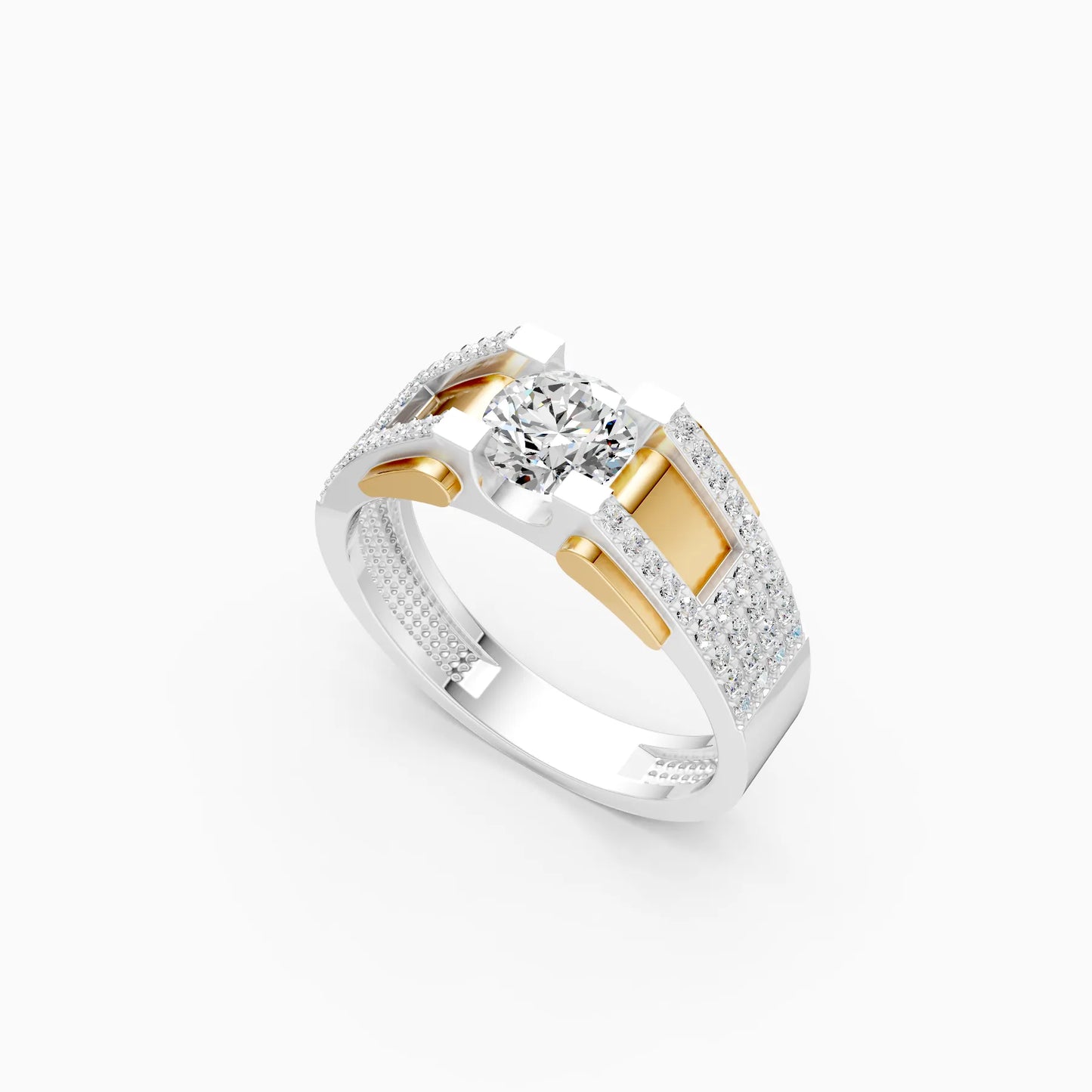 Two-Tone Geometric Band Ring