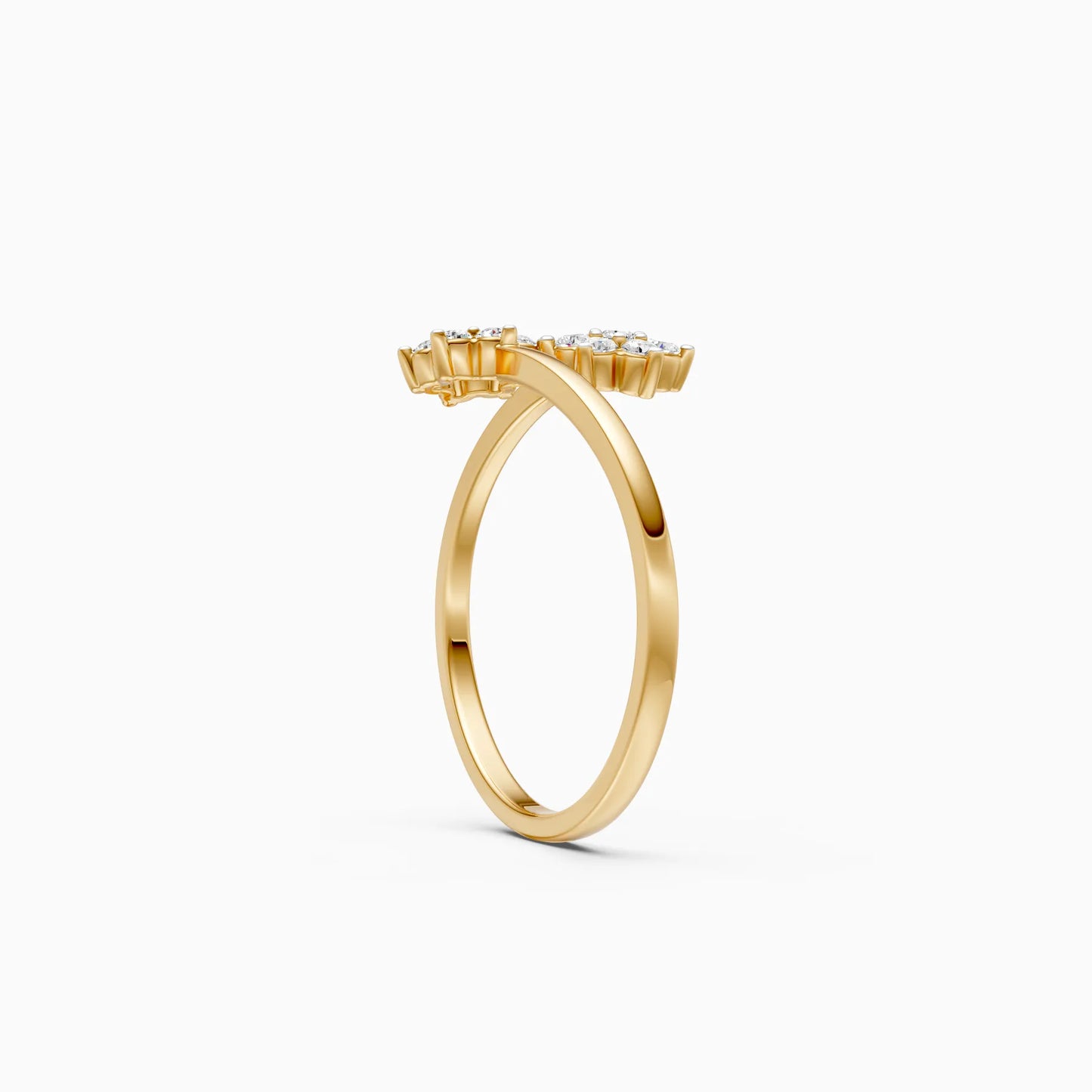 Double Diamond Floral Bypass Ring