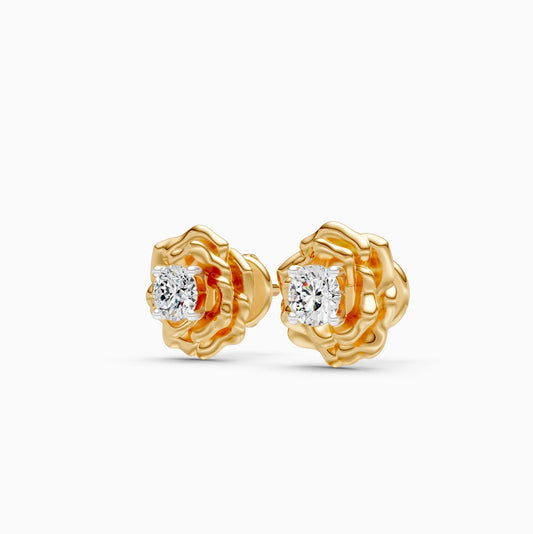 Blooming Rose Solitaire Stud Earrings