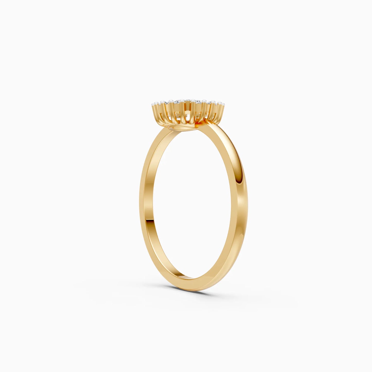 Sunburst Diamond Halo Ring