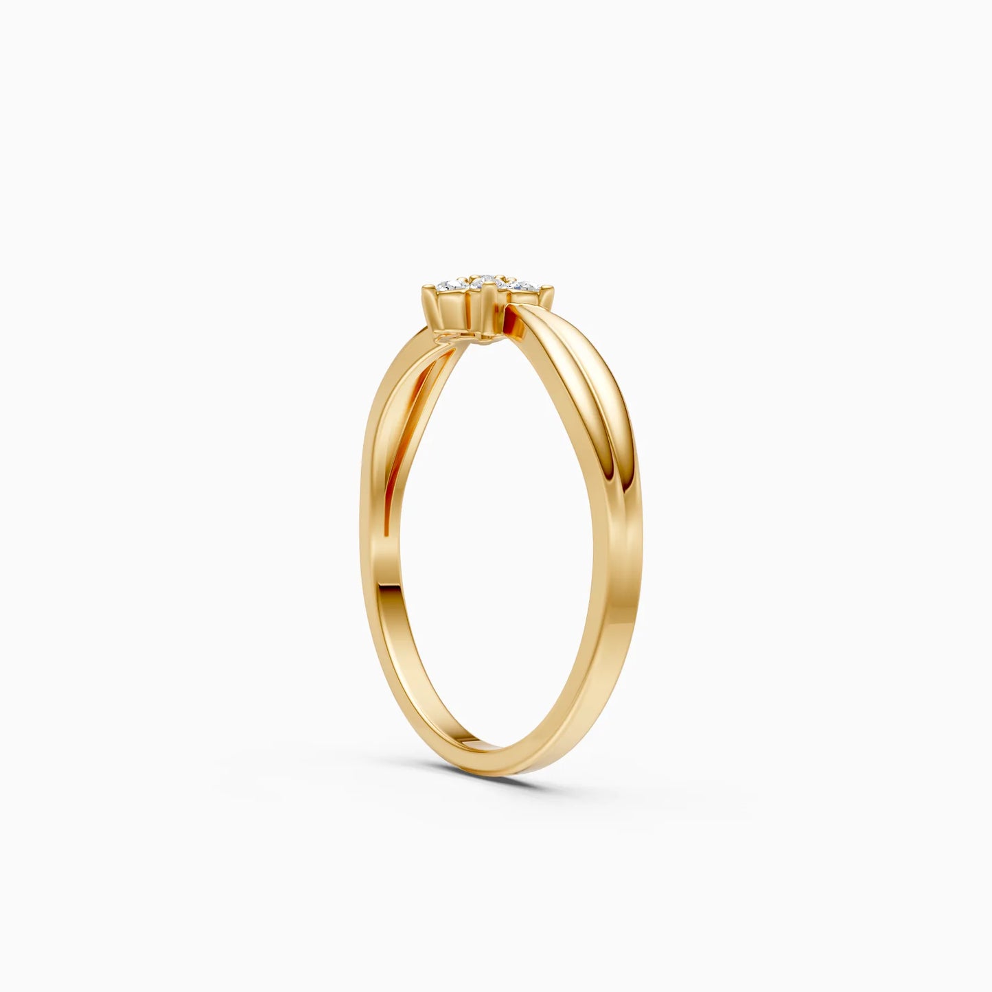 Diamond Floral Cluster Ring with Ridged Shoulder Band