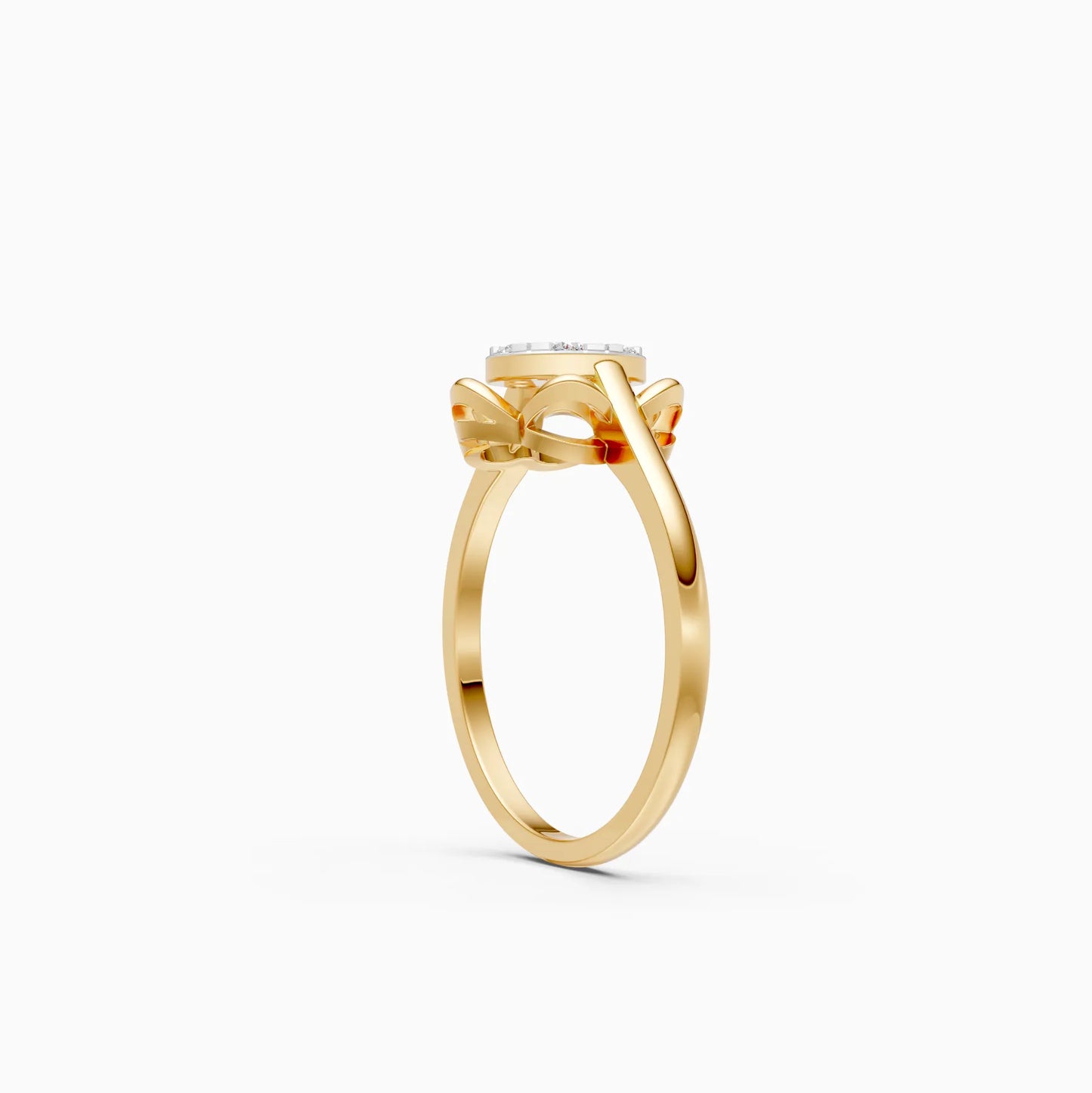 Diamond Cluster Ring with Gold Petal Frame