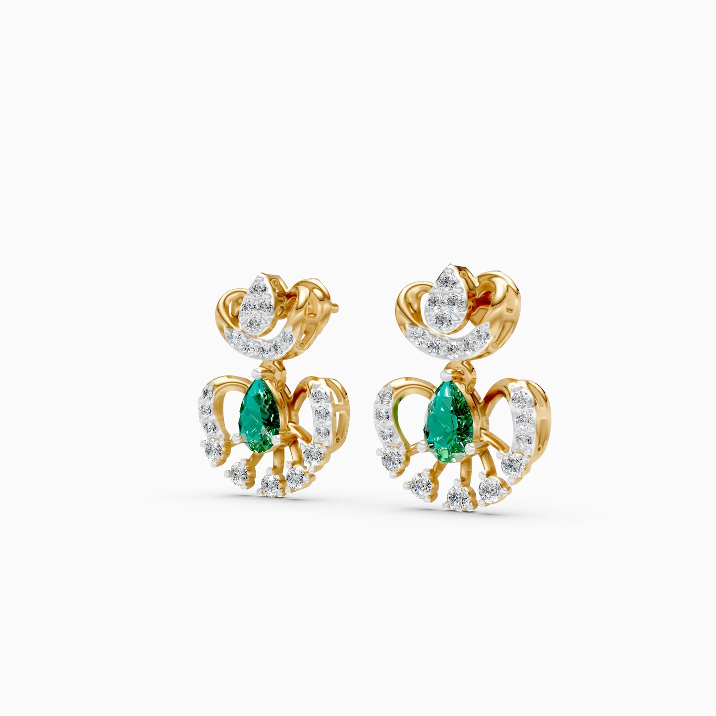 Pear Green Stone Fan Drop Earrings