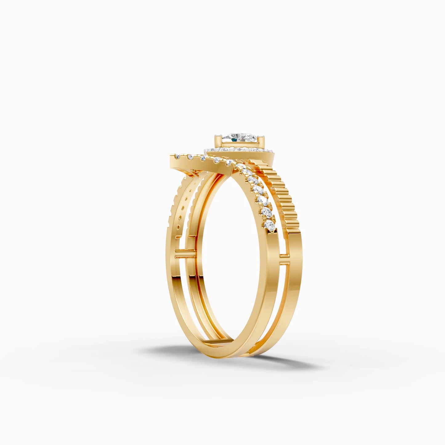 Pear Halo Chevron Crown Ring
