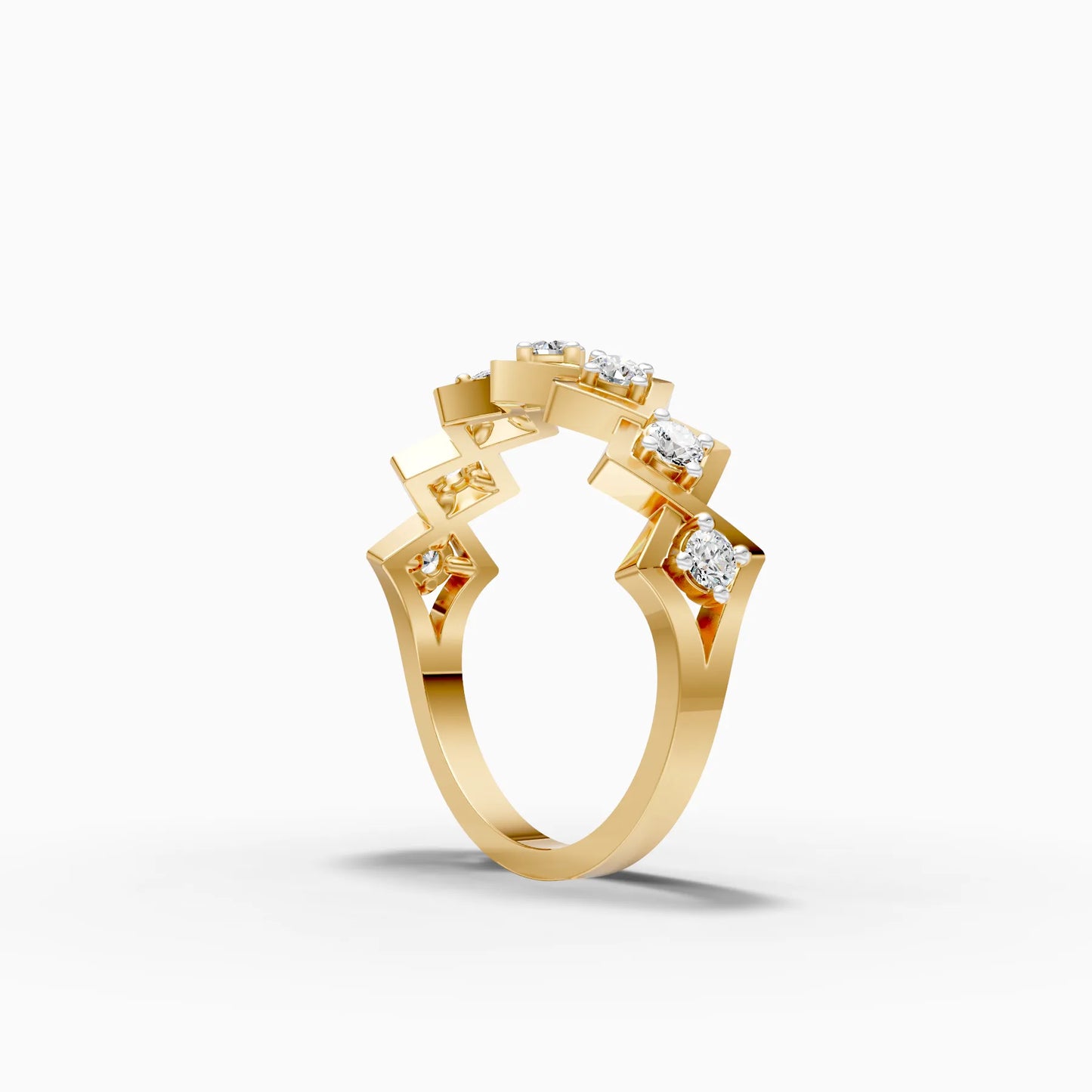 Geometric Zigzag Diamond Station Band