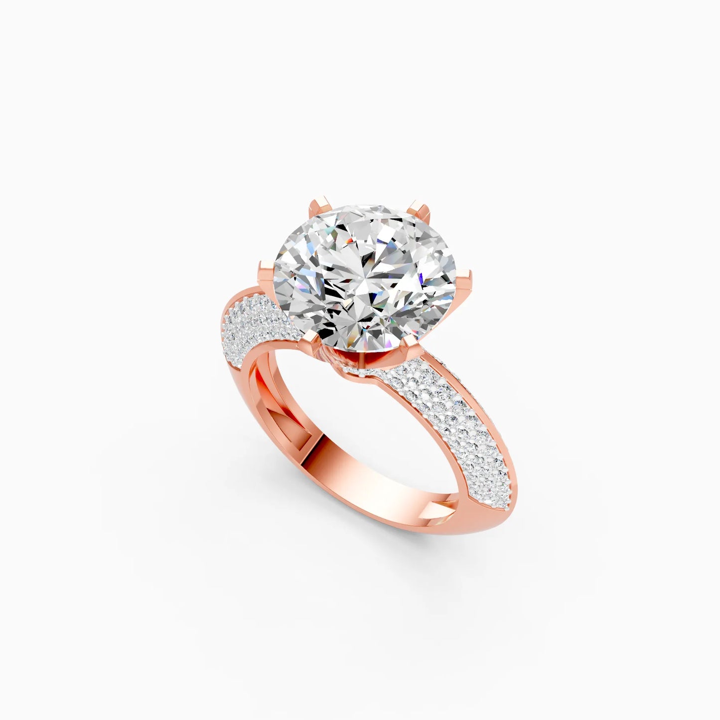 Round Solitaire Pavé Ring