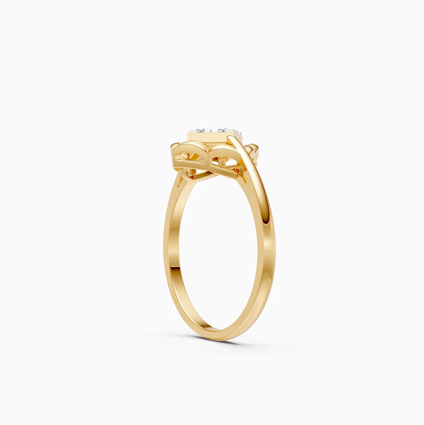 Diamond Cluster Ring with Quatrefoil Gold Frame