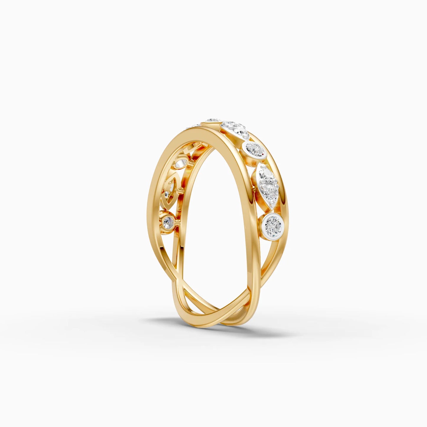 Alternating Marquise and Round Accent Band Ring
