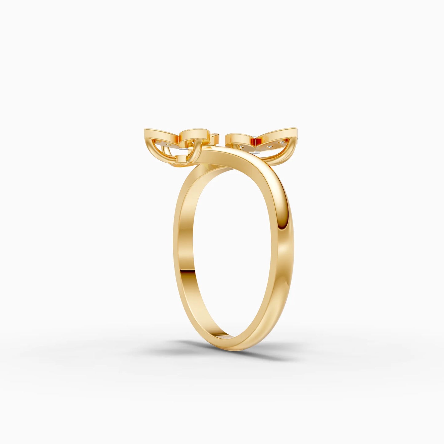 Double Flower Bypass Diamond Ring