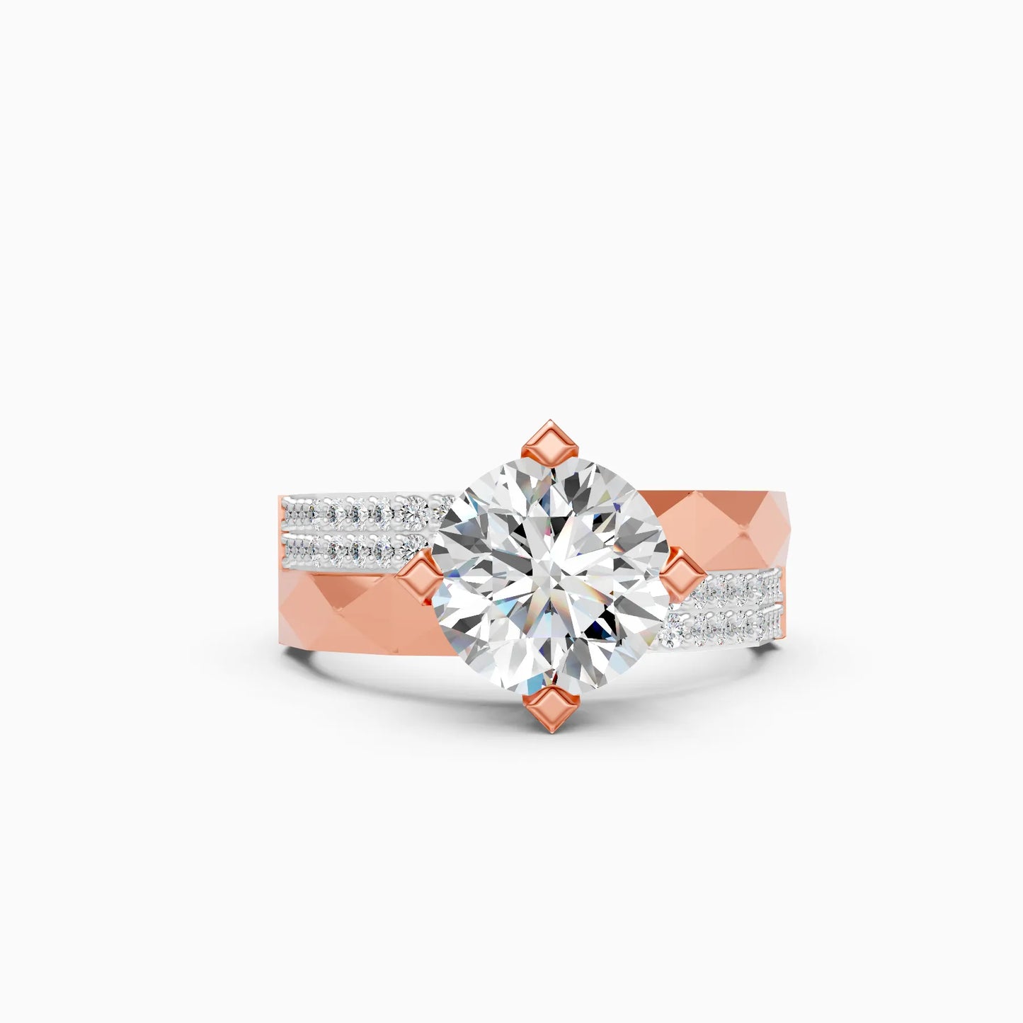 Round Faceted Solitaire Ring