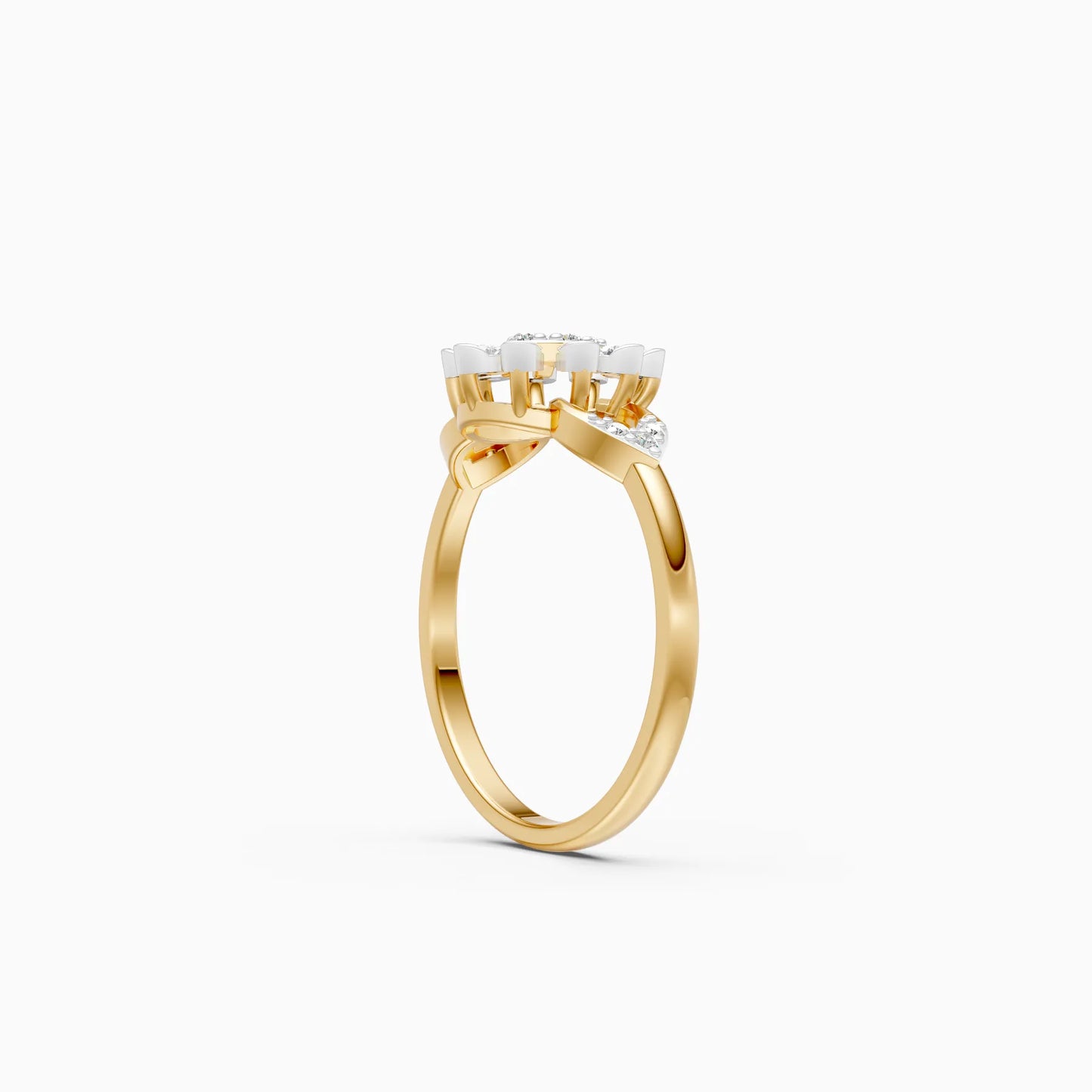 Diamond Snowflake Cluster Ring with Twisted Band