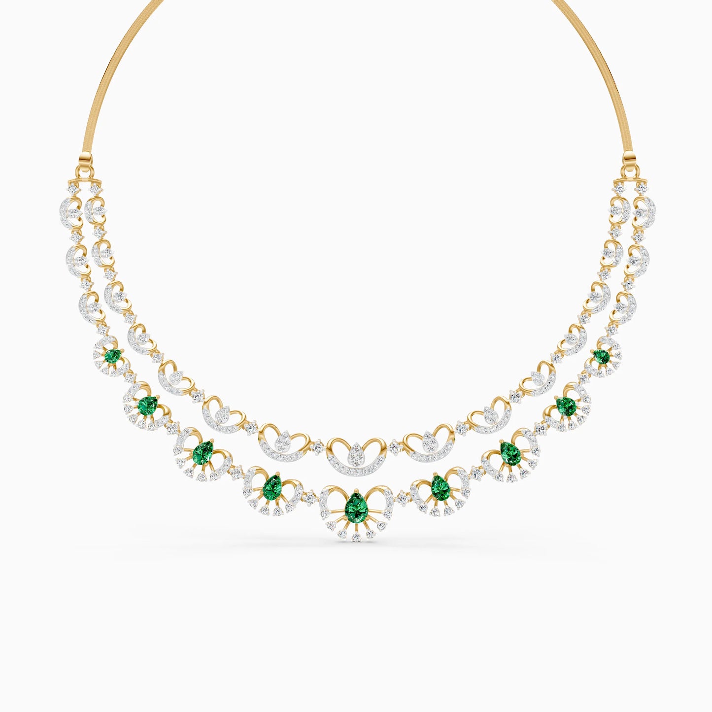 Pear Green Stone Scallop Necklace