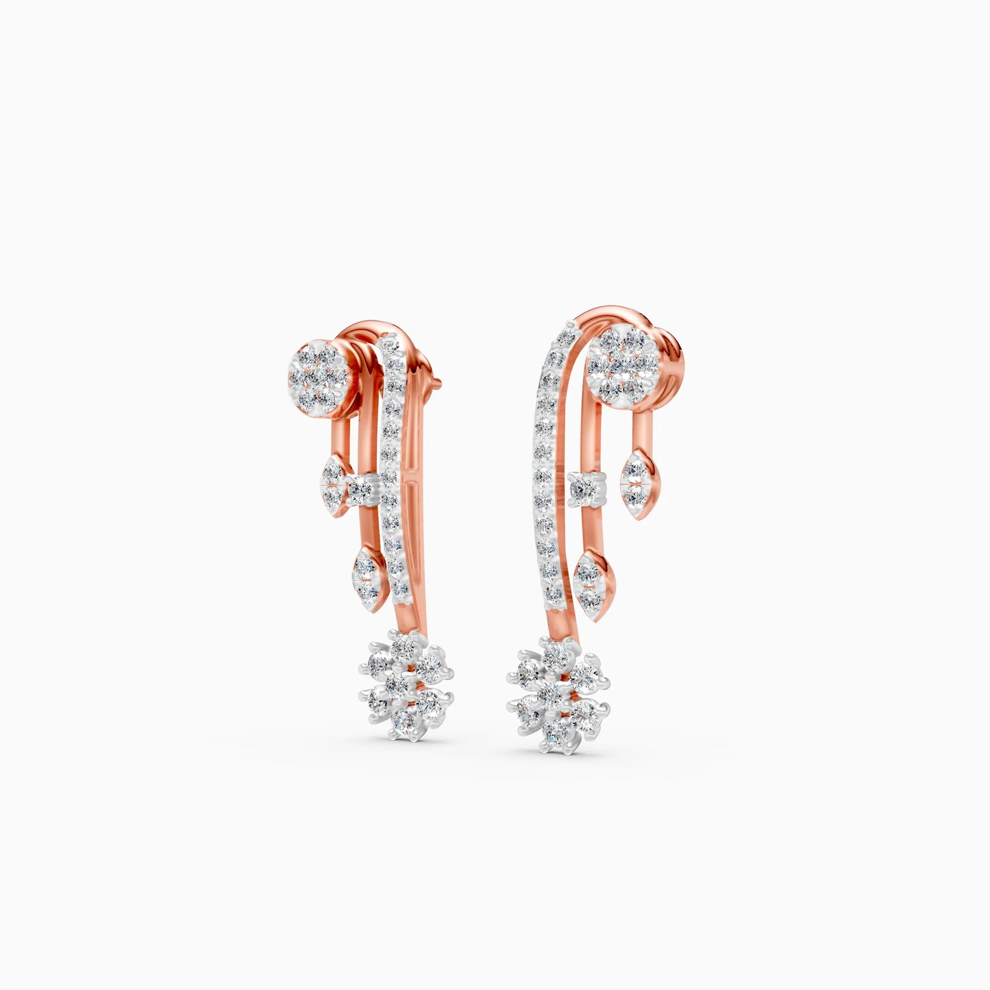 Diamond Cascade Snowflake Earrings