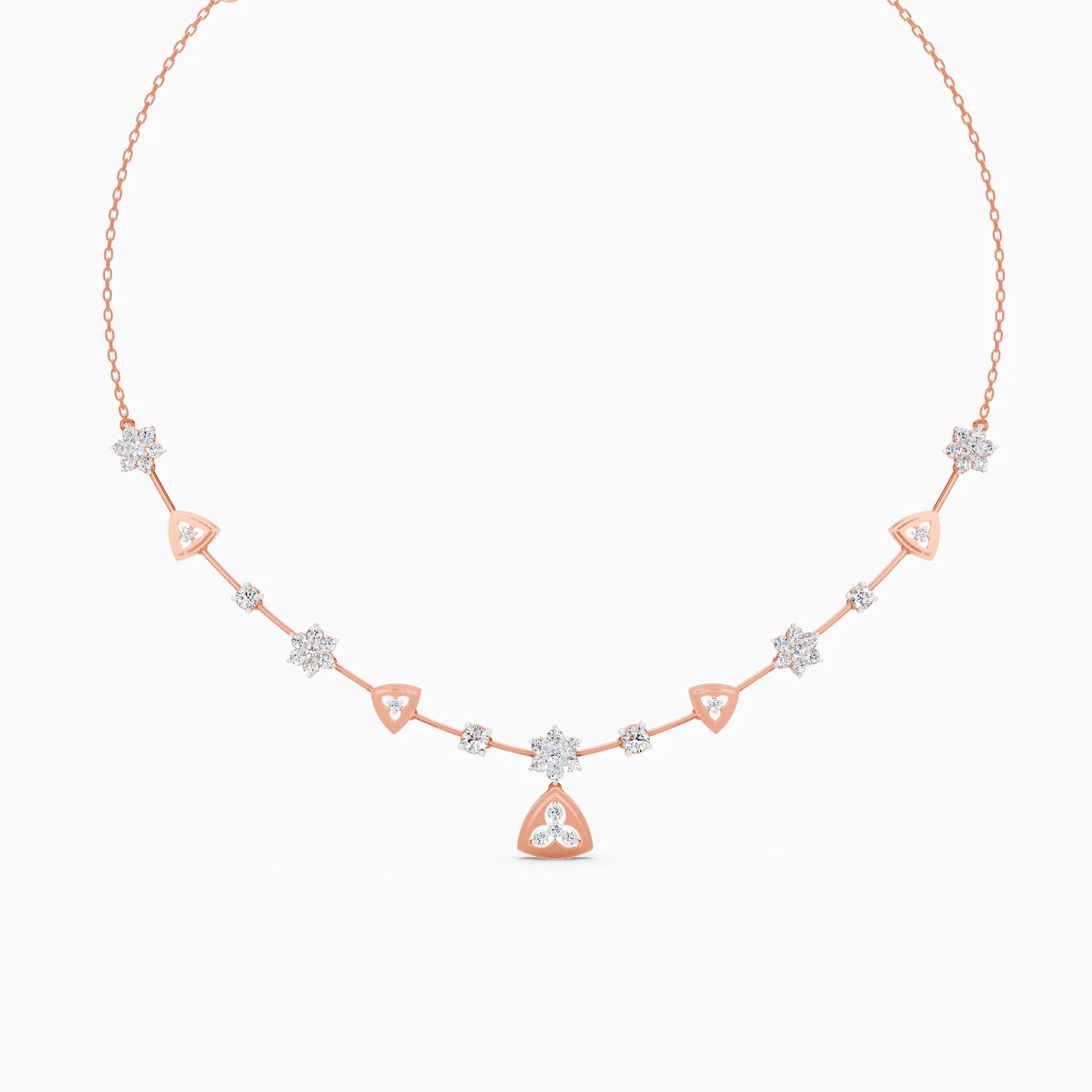 Floral Trillion Station Necklace