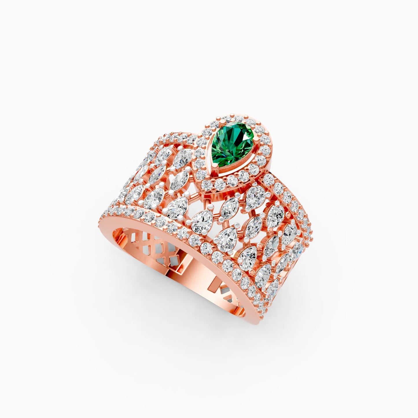 Pear Green Stone Lattice Ring