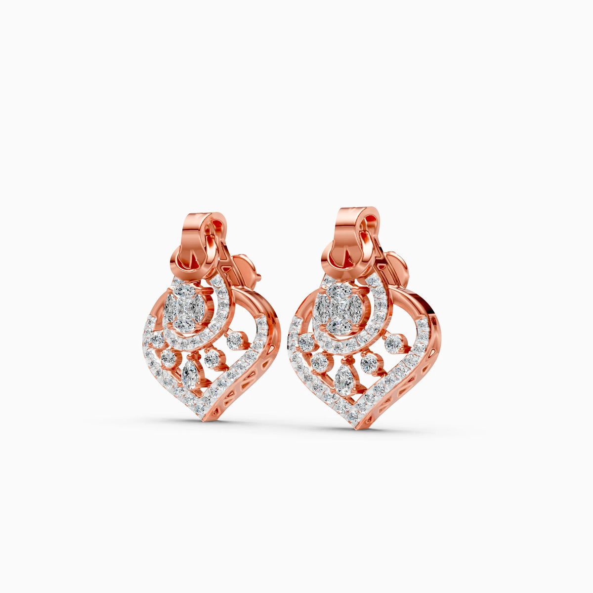 Heart-Shaped Illusion Cluster Diamond Earrings