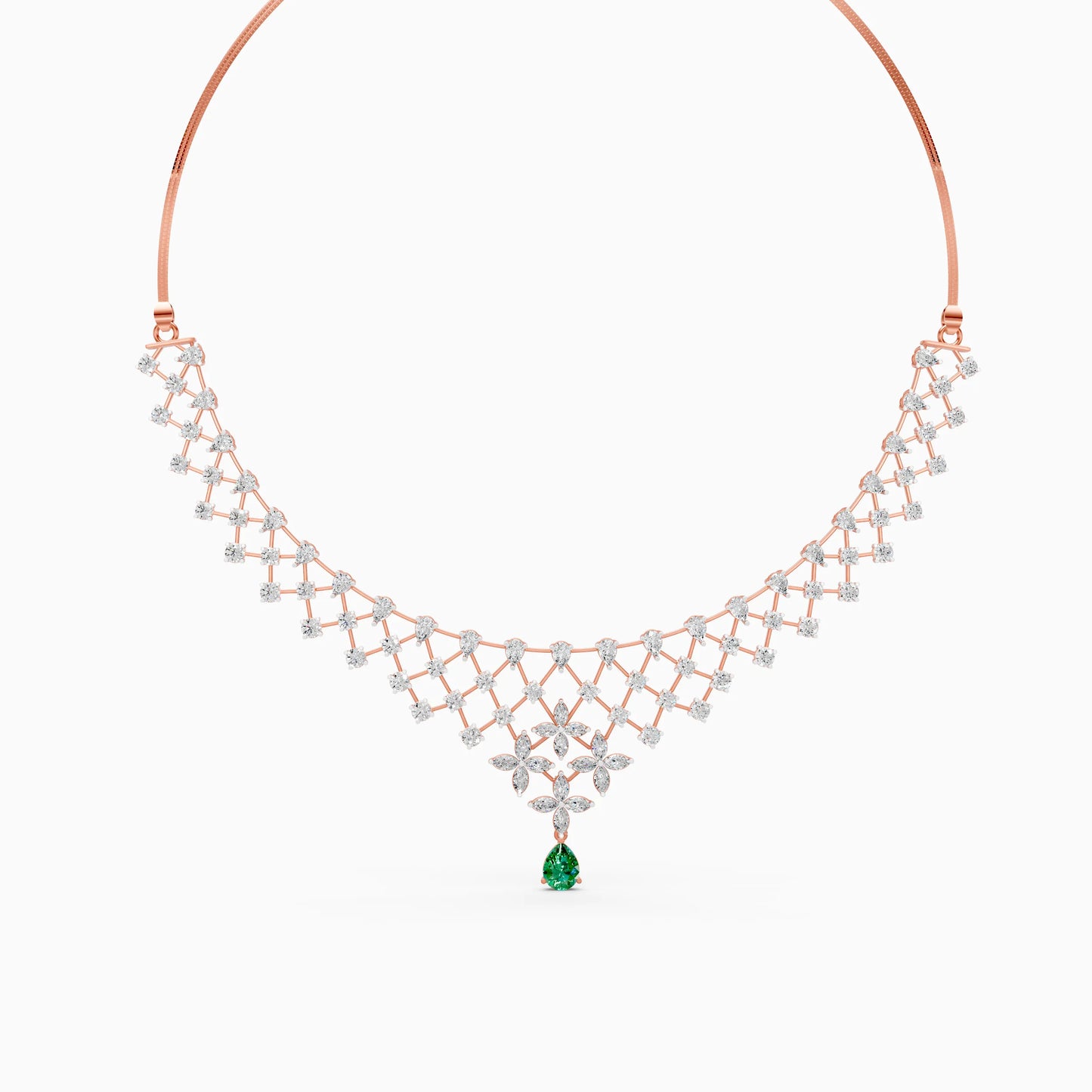 Diamond Lattice Pear Drop Necklace