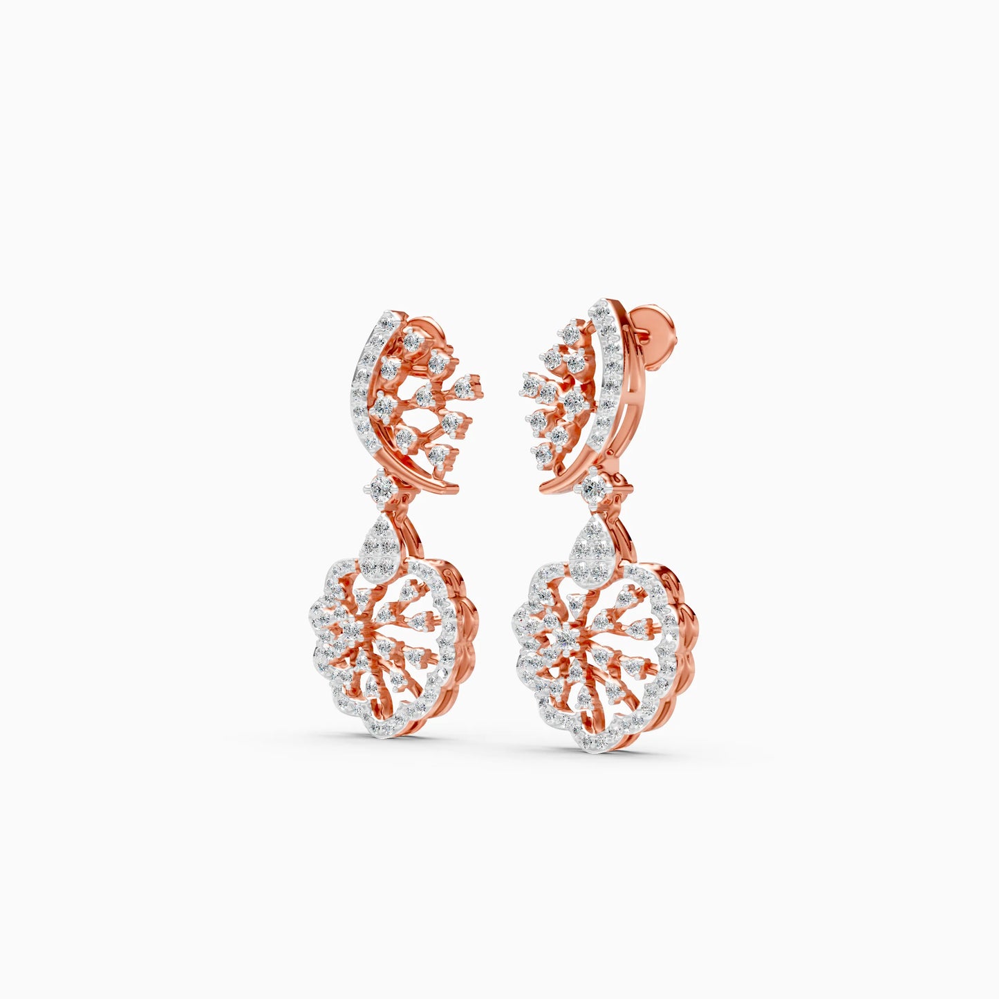 Diamond Rosette Drop Earrings