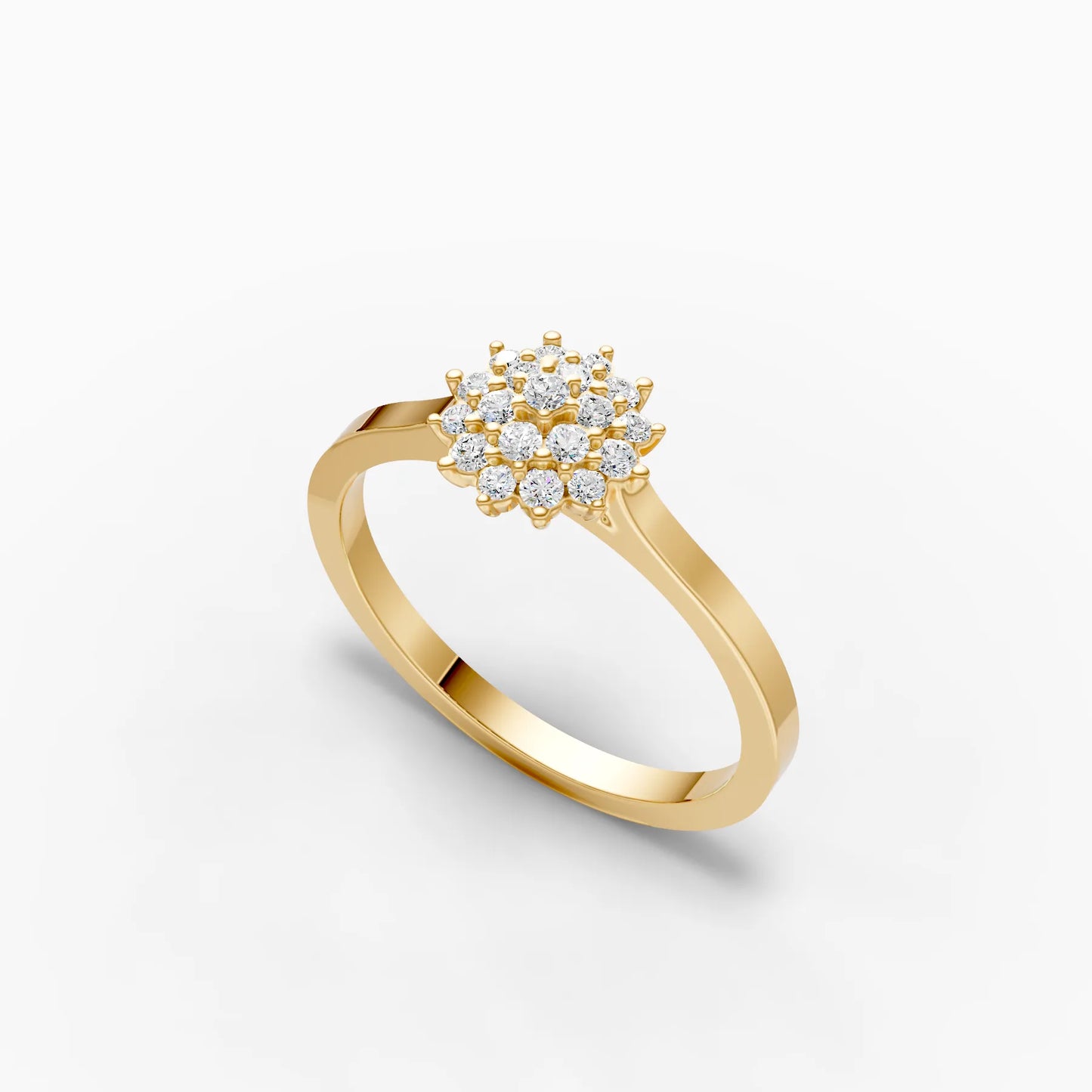 Oval Diamond Cluster Snowflake Ring