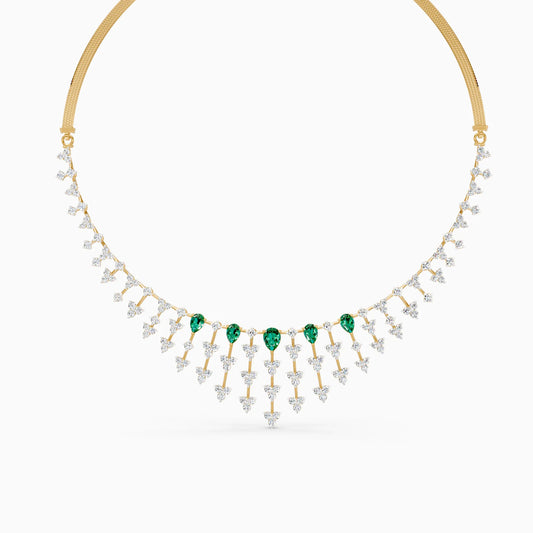 Pear Green Stone Fringe Necklace