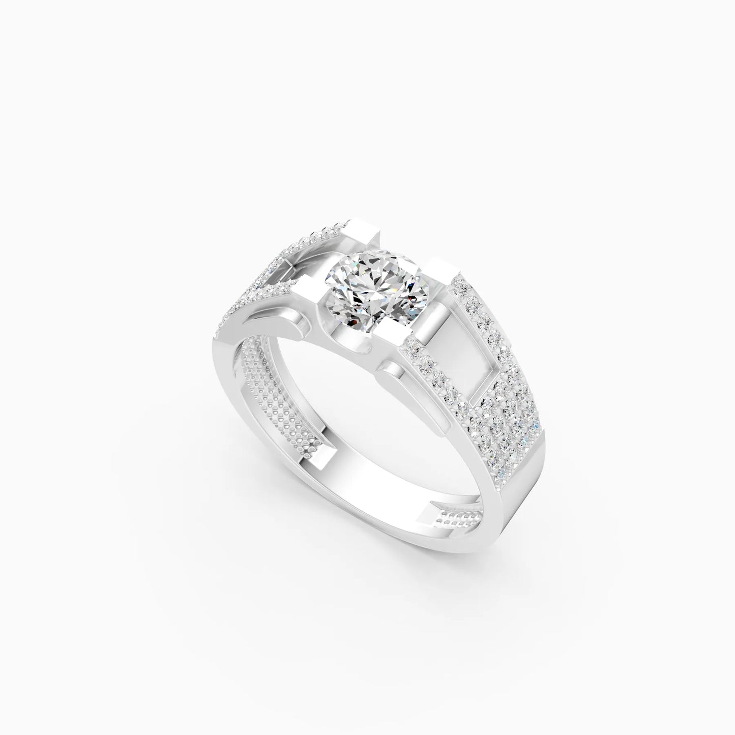 Two-Tone Geometric Band Ring