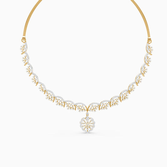 Diamond Fan Motif Necklace