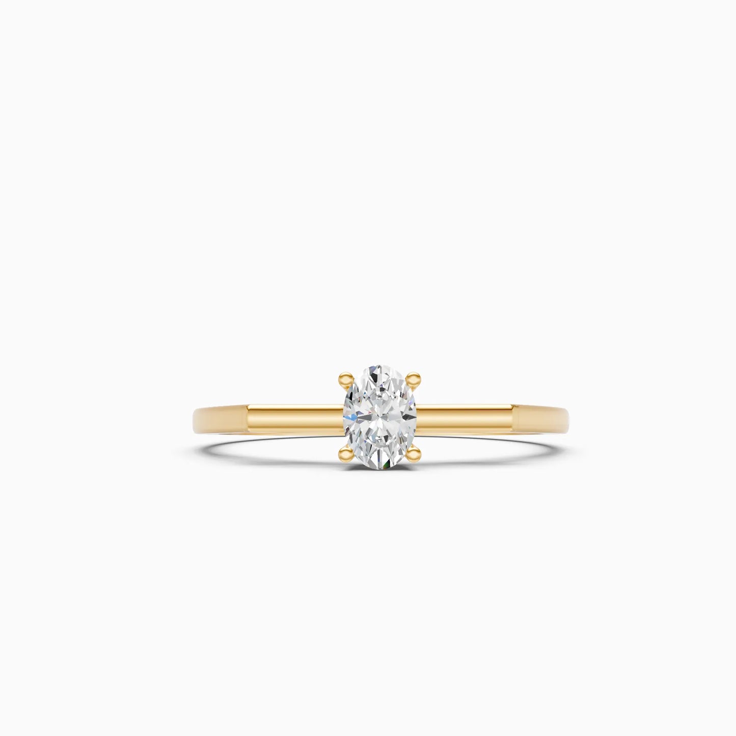 Oval Solitaire Diamond Ring with Split Architectural Shoulders