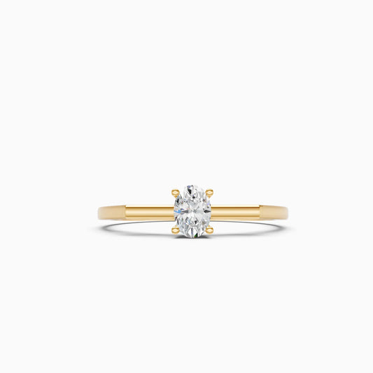 Oval Solitaire Diamond Ring with Split Architectural Shoulders
