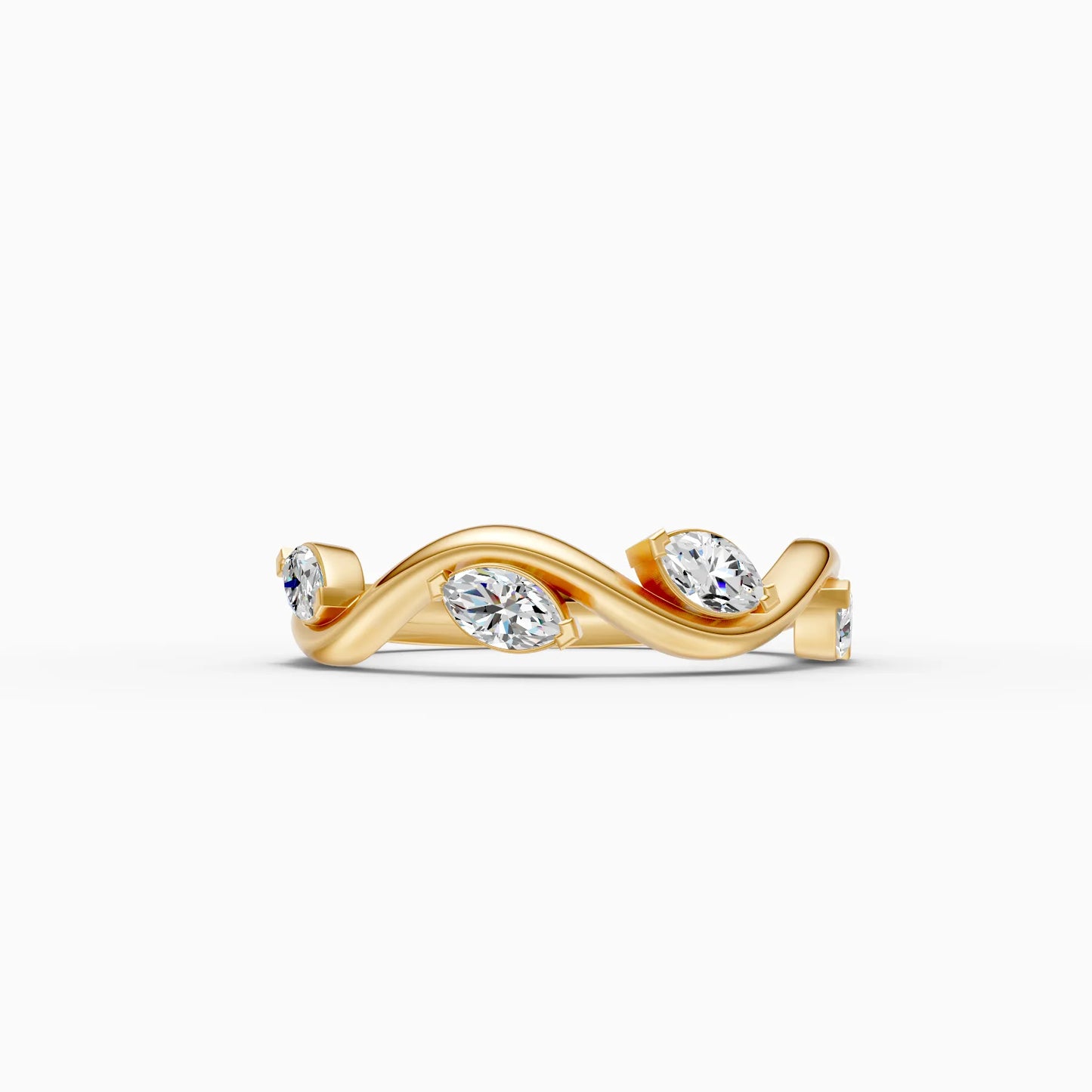Twisted Wave Multi-Diamonds Band Ring