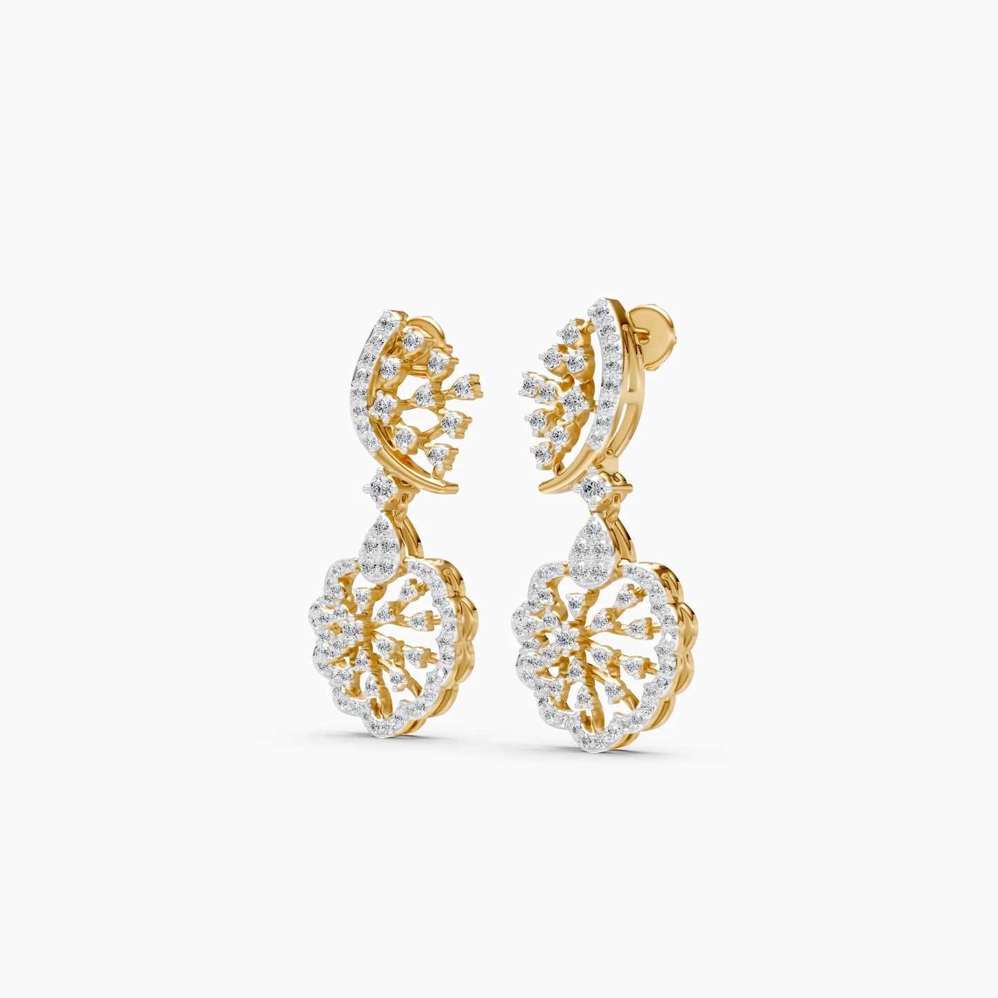 Diamond Rosette Drop Earrings