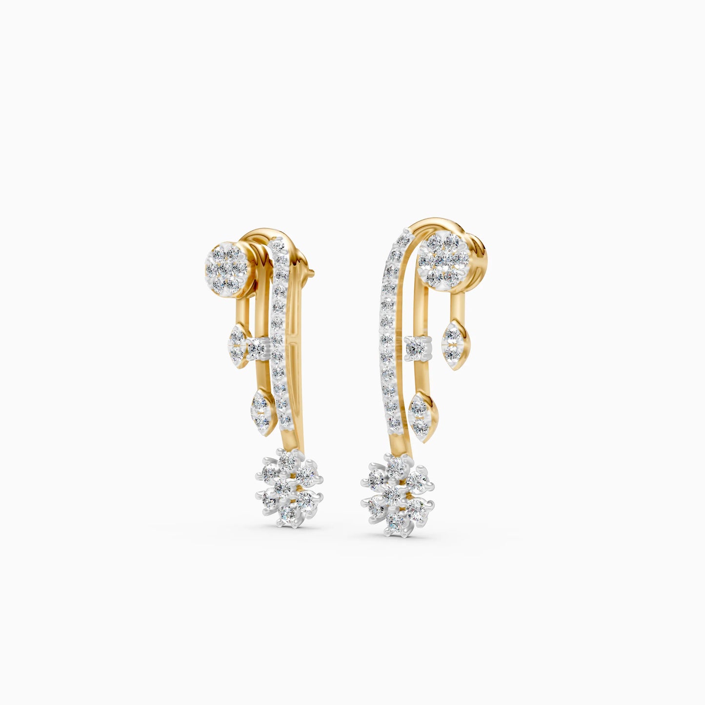 Diamond Cascade Snowflake Earrings