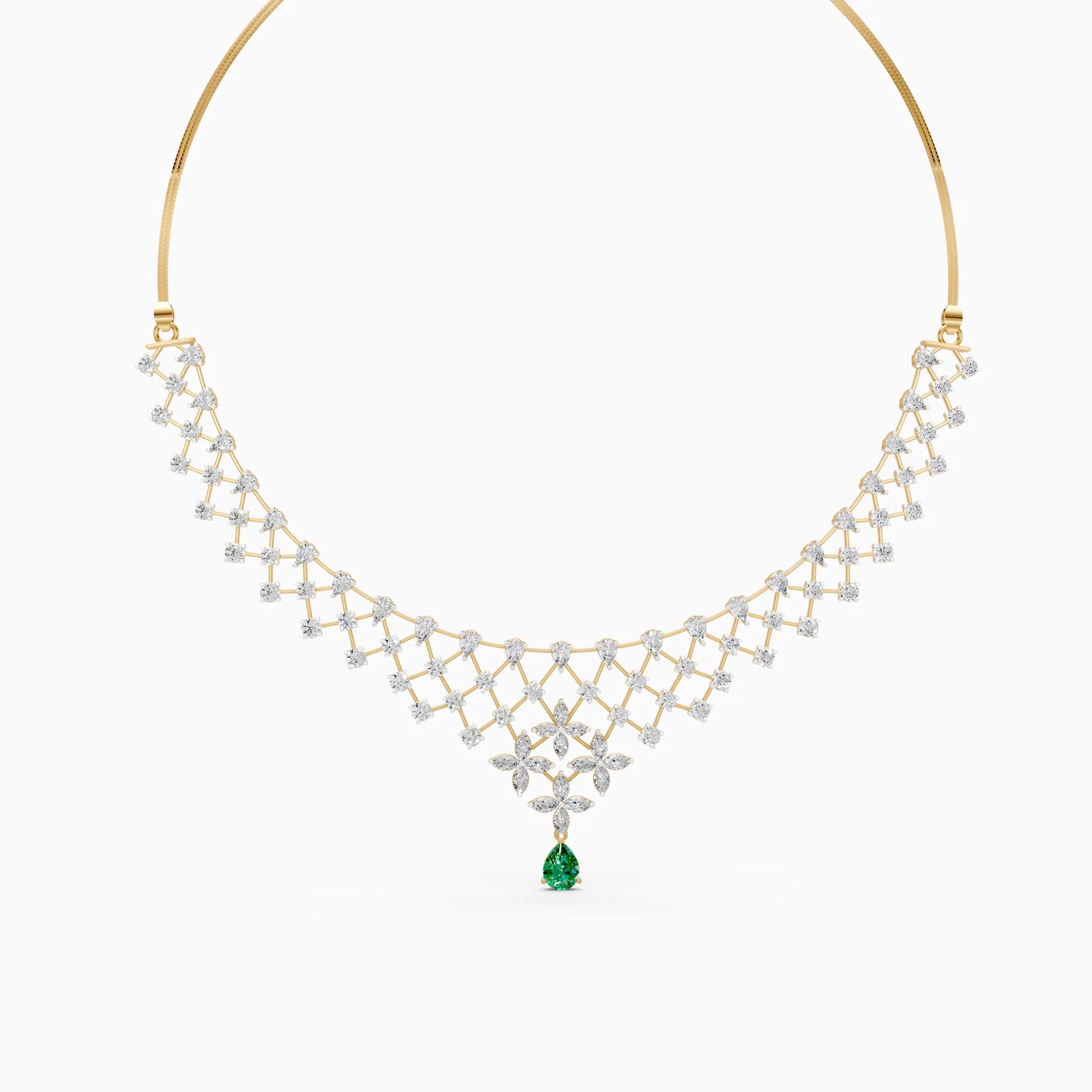Diamond Lattice Pear Drop Necklace