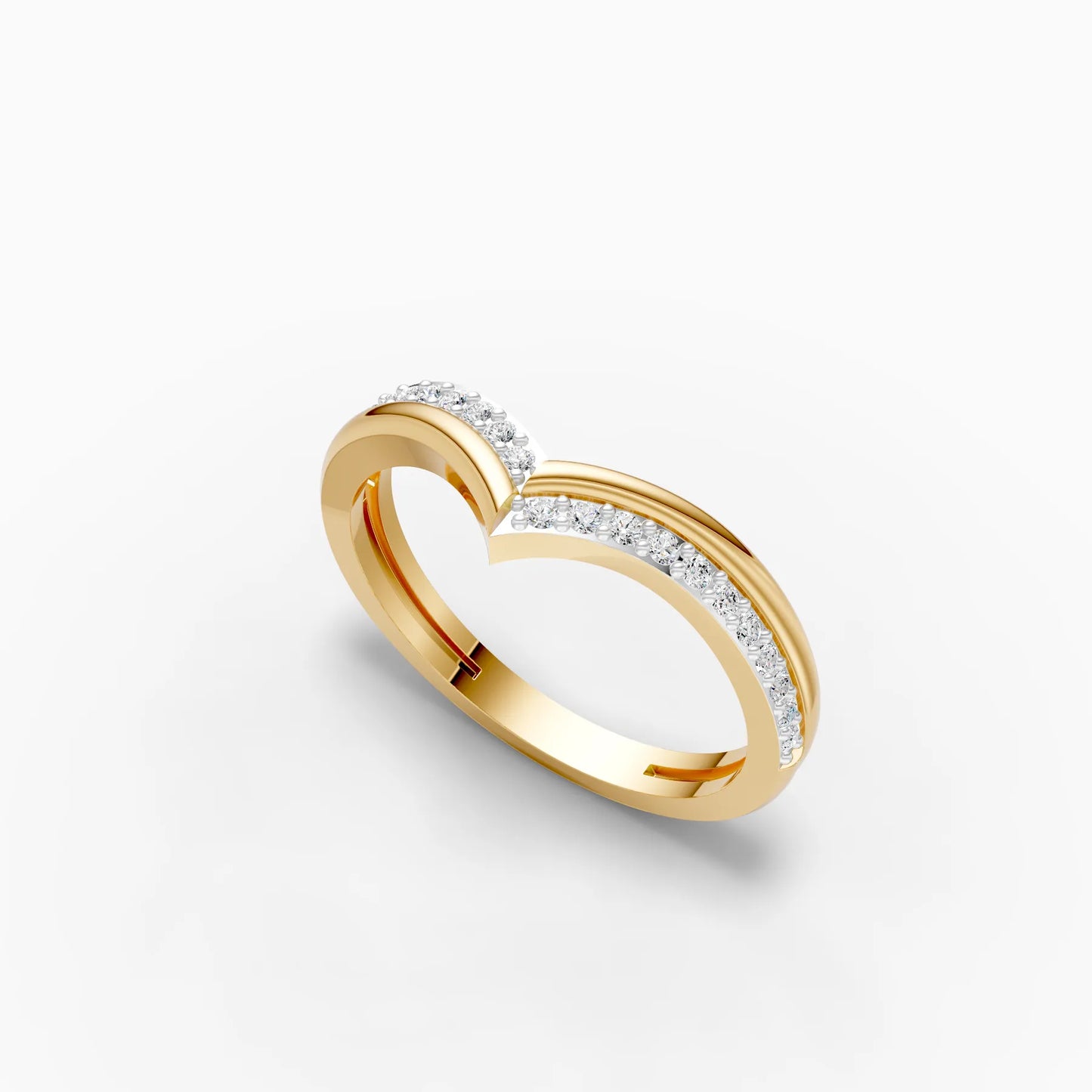 Double Band Chevron Pavé Ring