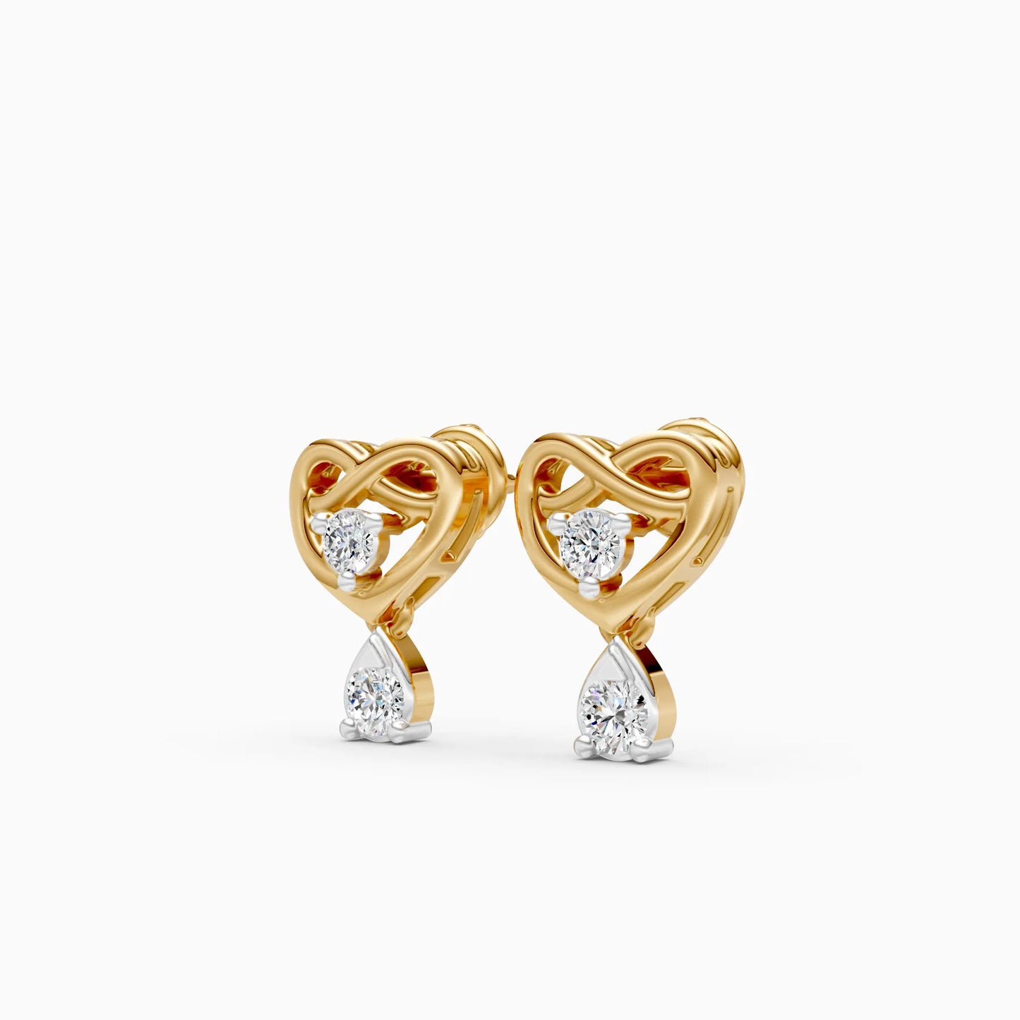 Infinity Heart Pear Drop Diamond Earrings