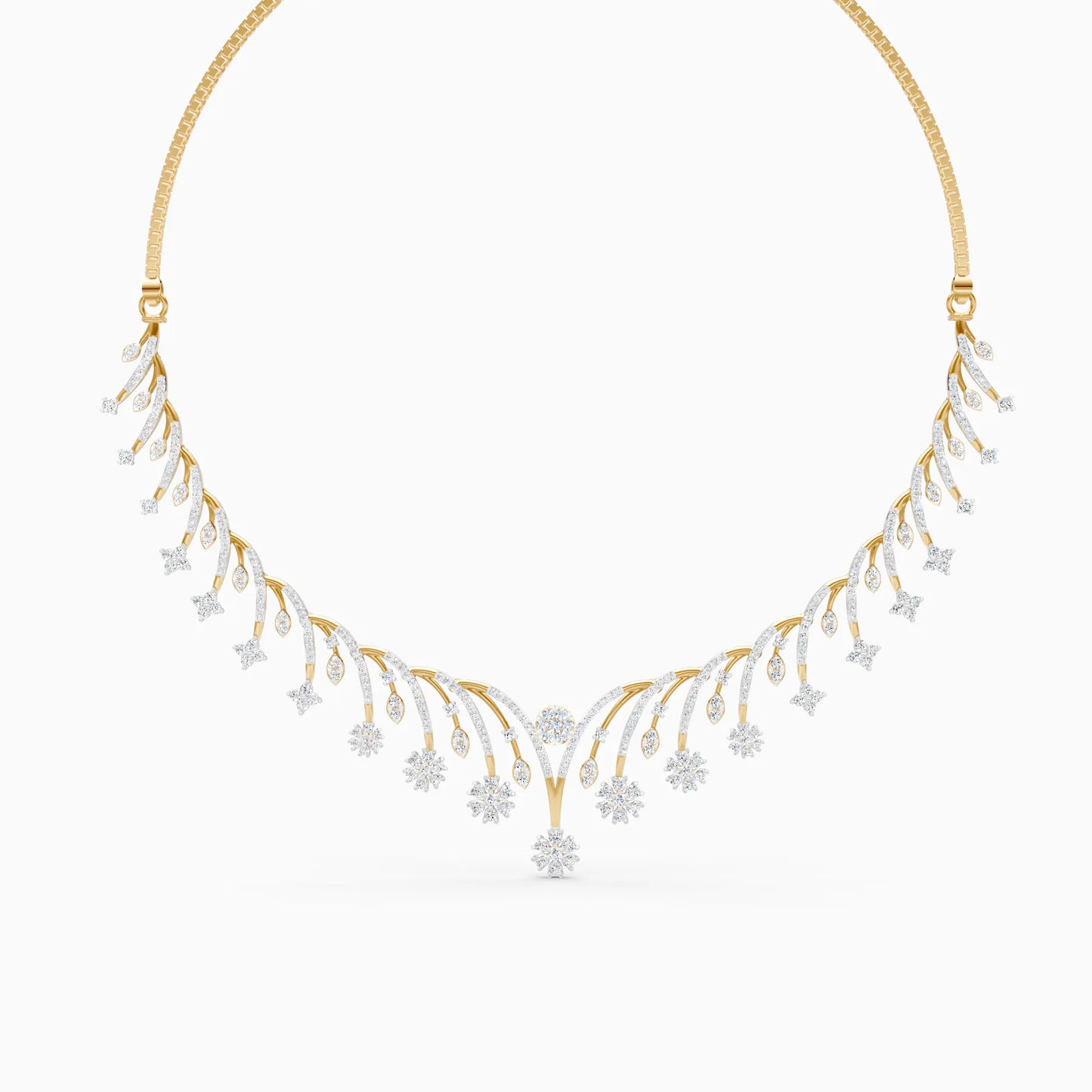 Sunburst Diamond Fringe Necklace