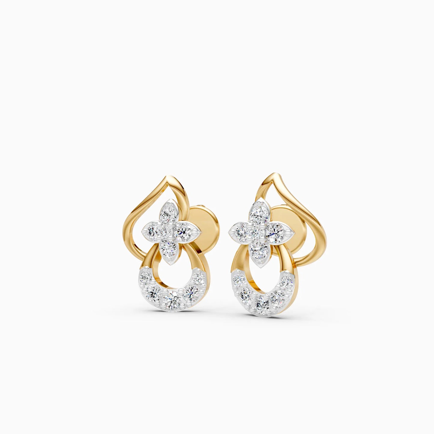 Floral Cluster Earrings with Open Teardrop Frame