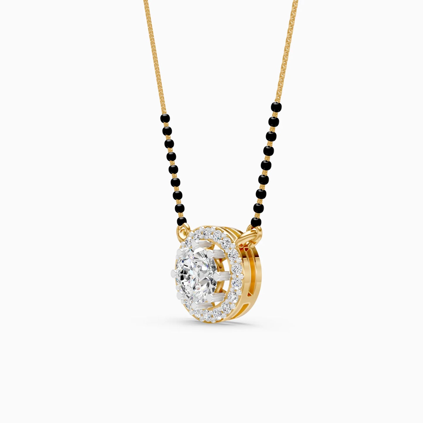 Round Halo Mangalsutra Pendant