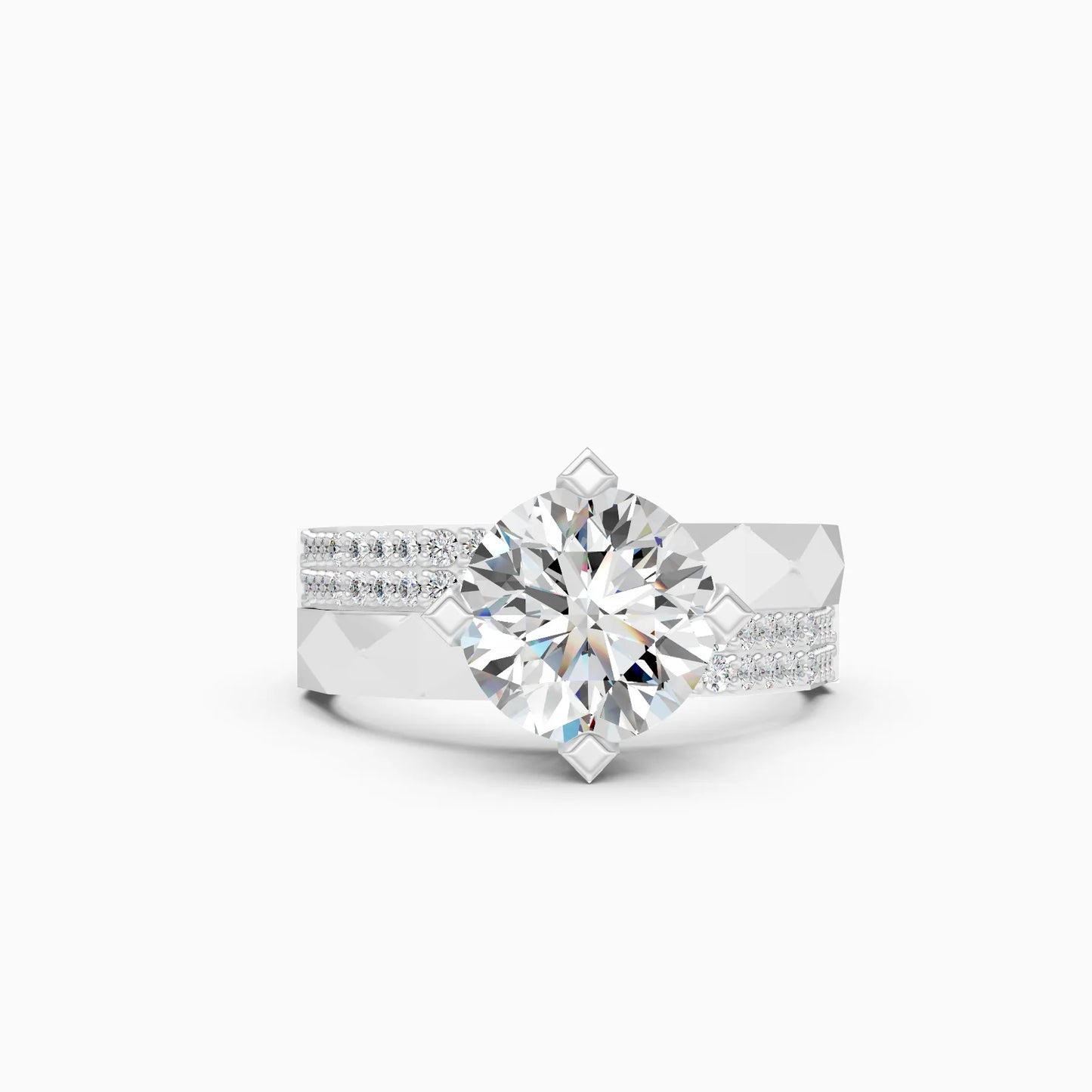 Round Faceted Solitaire Ring