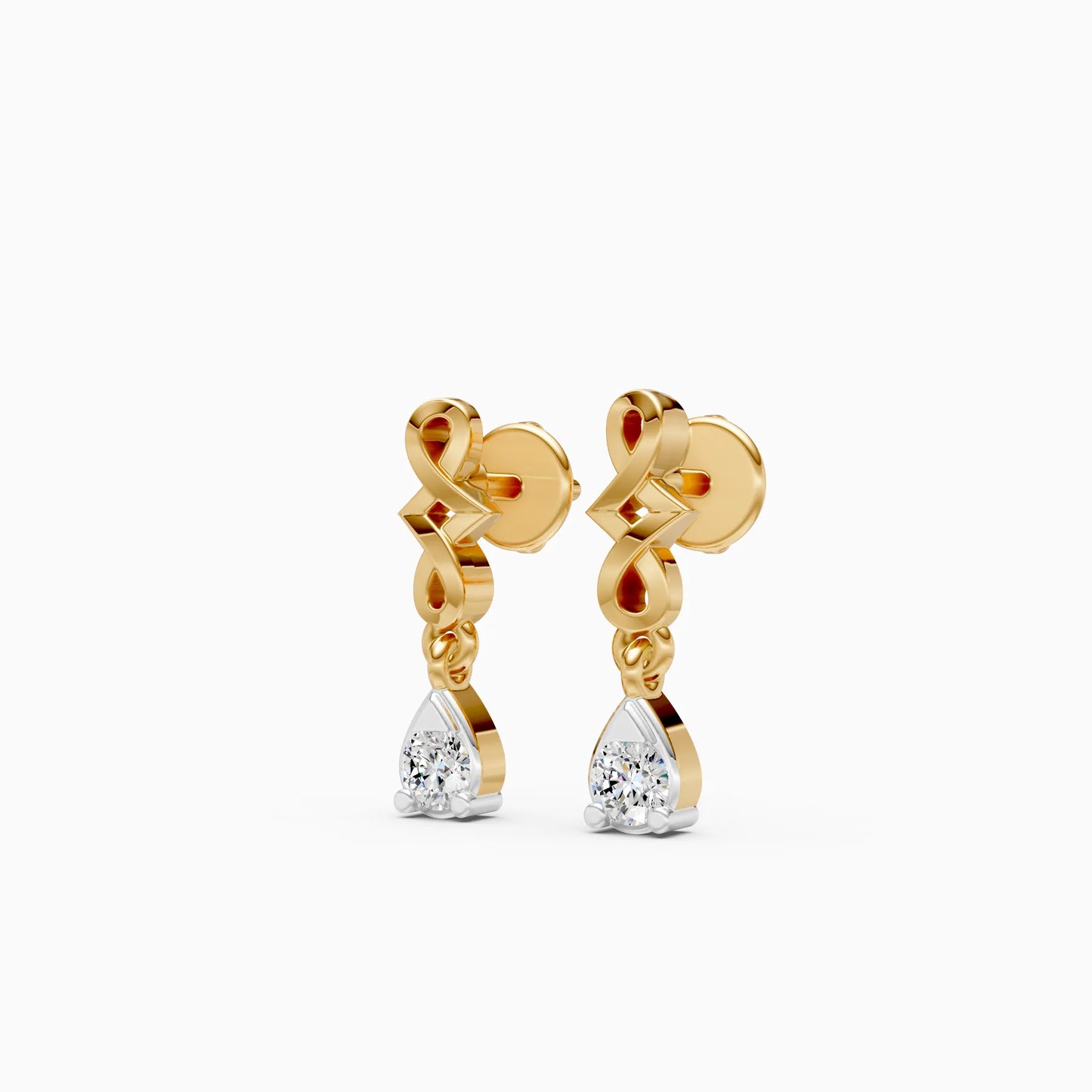 Infinity Knot Pear Drop Diamond Earrings