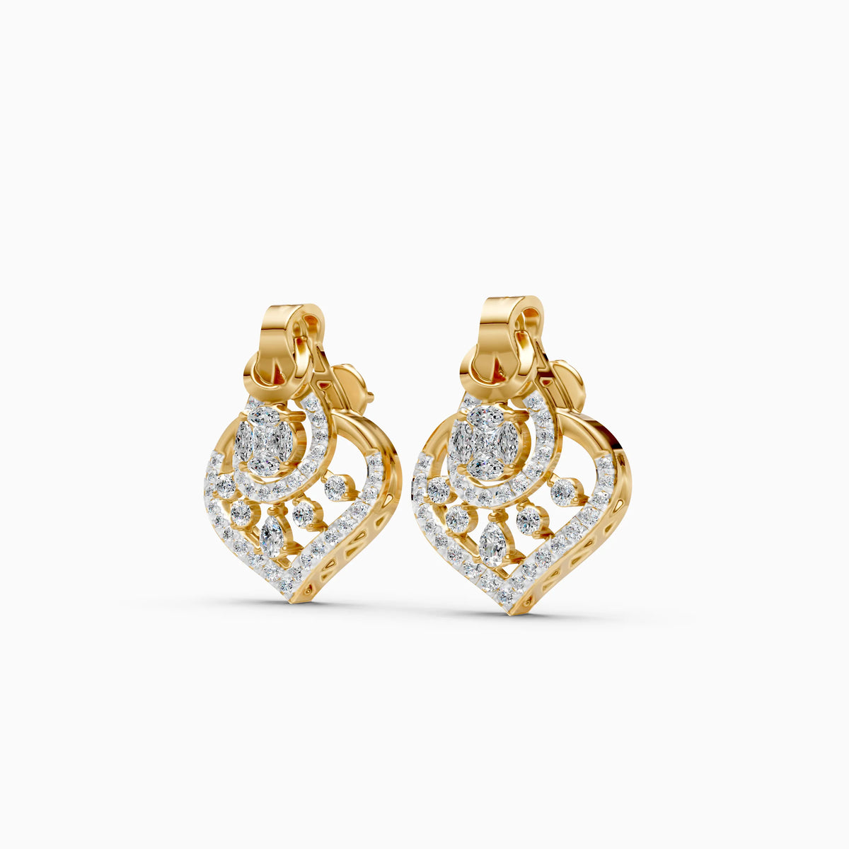 Heart-Shaped Illusion Cluster Diamond Earrings