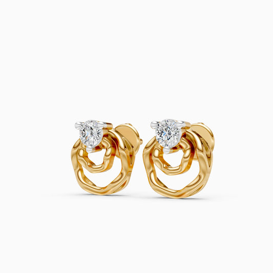 Double Interlocking Circle Solitaire Diamond Stud Earrings