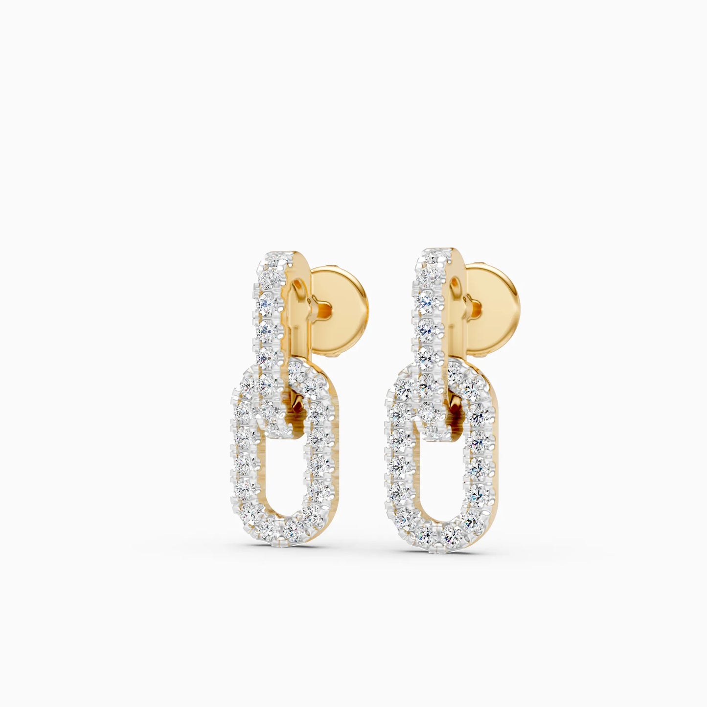 Pavé Diamond Chain Link Drop Earrings
