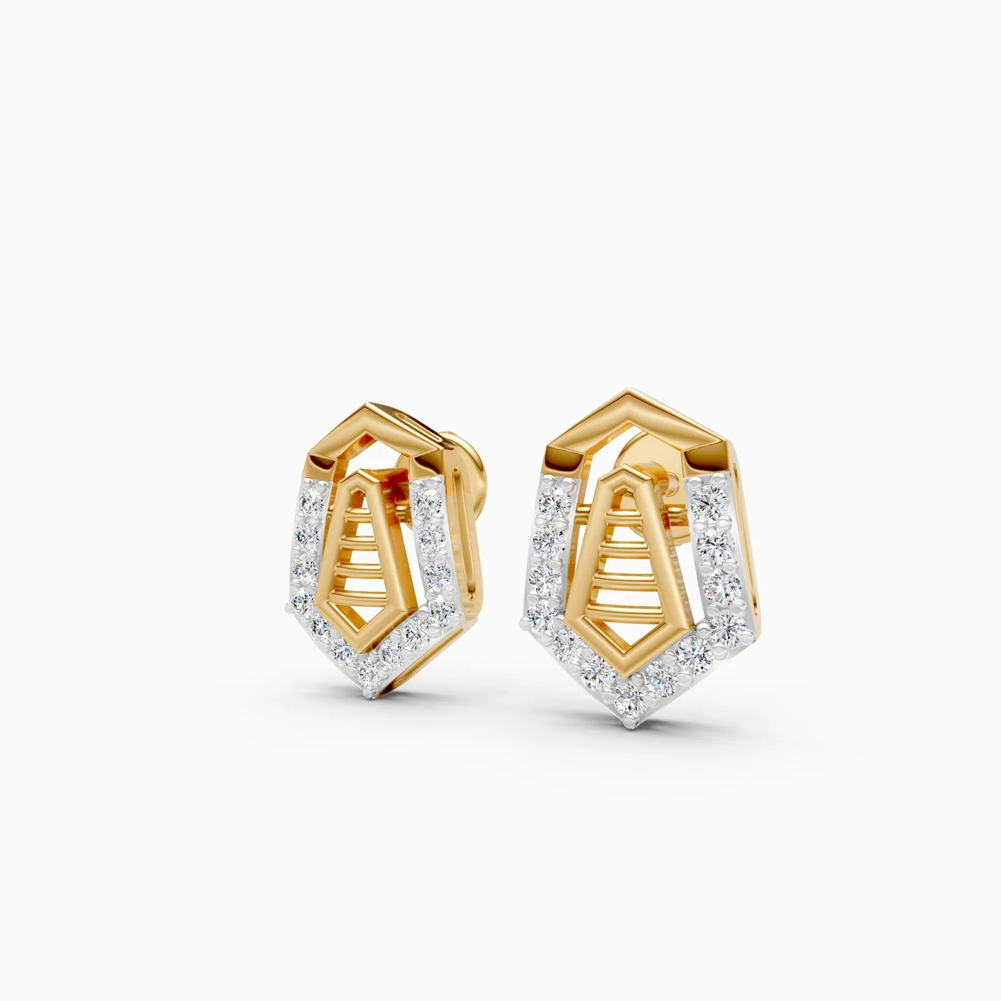 Geometric Shield Frame Stud Earrings
