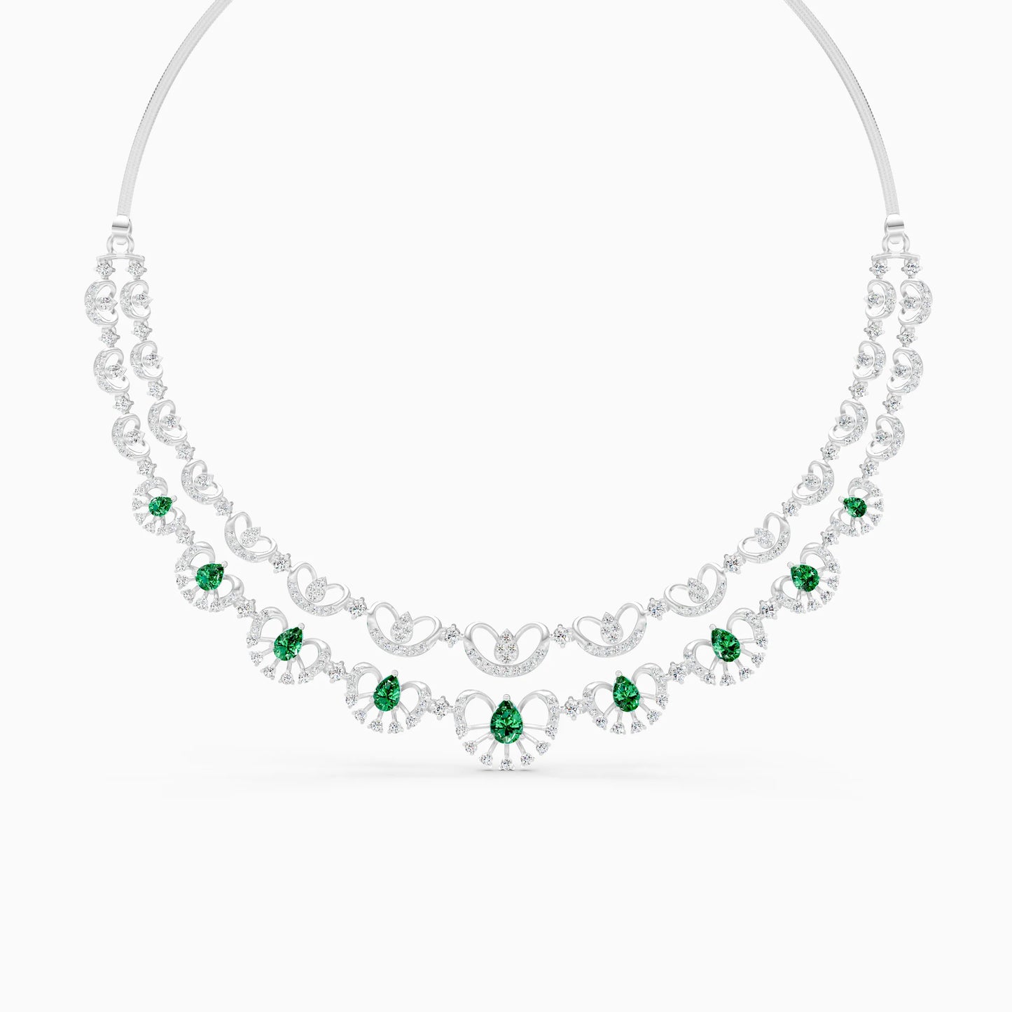 Pear Green Stone Scallop Necklace