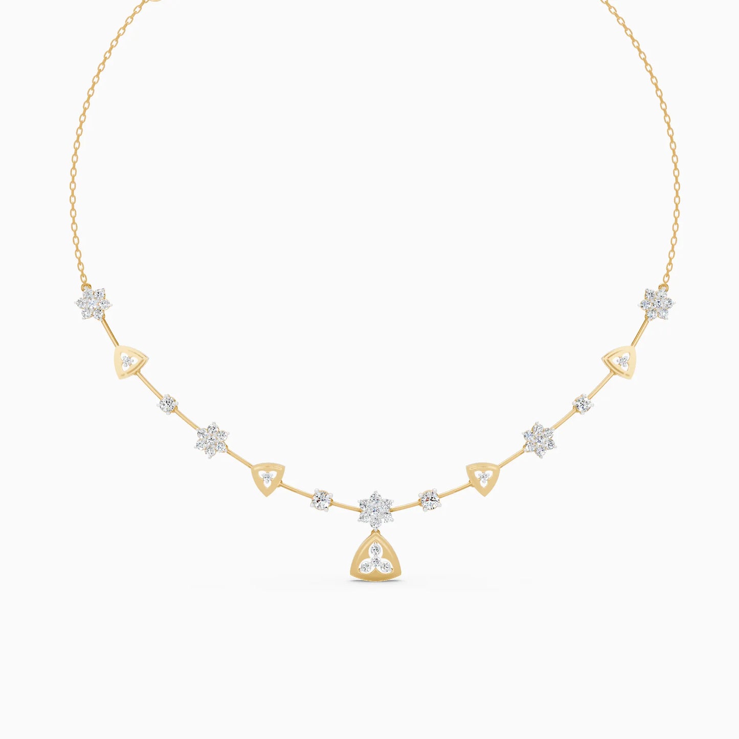 Floral Trillion Station Necklace