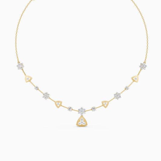Floral Trillion Station Necklace
