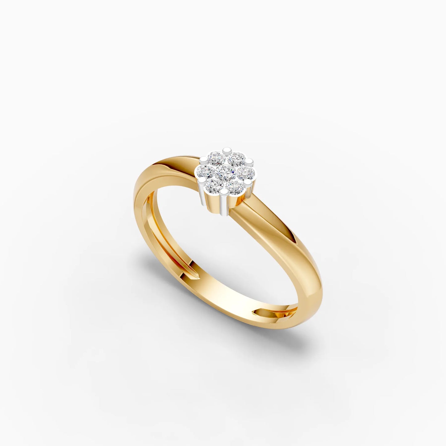 Floral Cluster Solitaire Ring