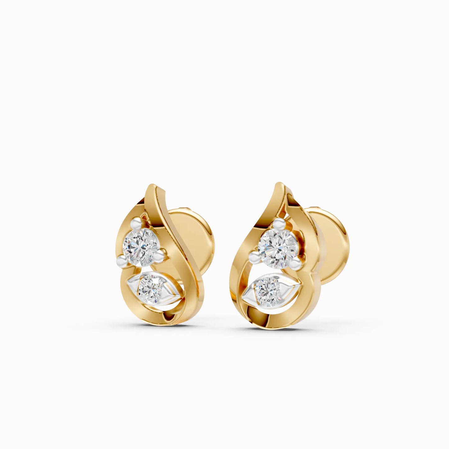 Twist Duo Diamond Stud Earrings