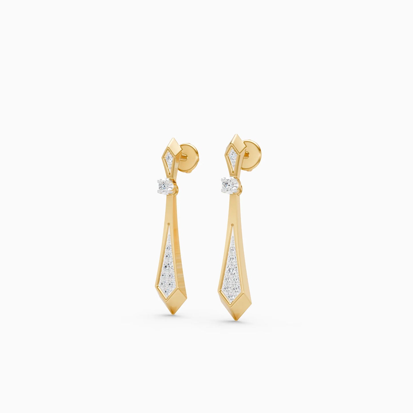 Geometric Diamond Drop Bar Earrings