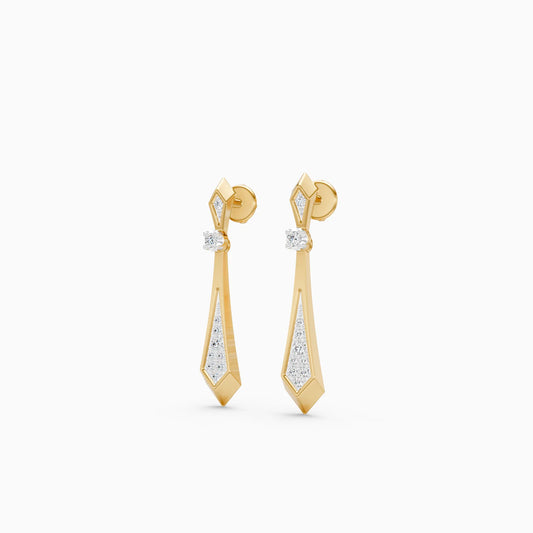 Geometric Diamond Drop Bar Earrings